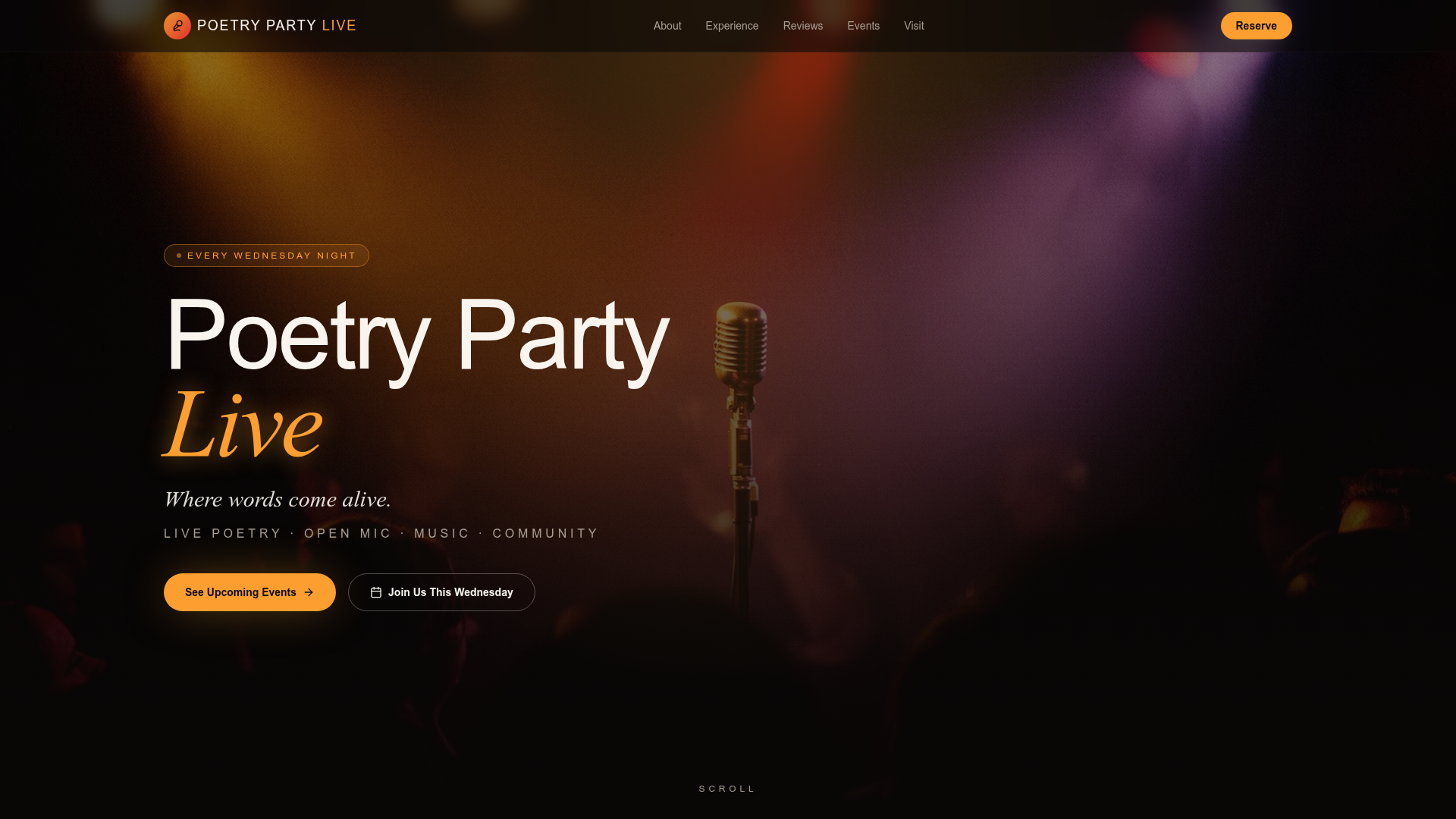 Poetry Party Live website preview